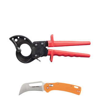 Klein Tools Ratcheting Cable Cutter with Free Skinning Knife